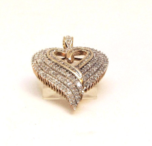 Women’s 2 Ct Round Cut Lab Created Diamond Heart Pendant 14k Yellow Gold Plated