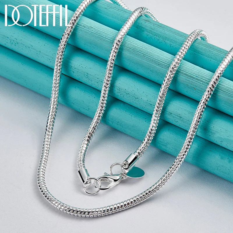 925 Sterling Silver 16/18/20/24/22/24/26/30 Inch 3mm Snake Chain