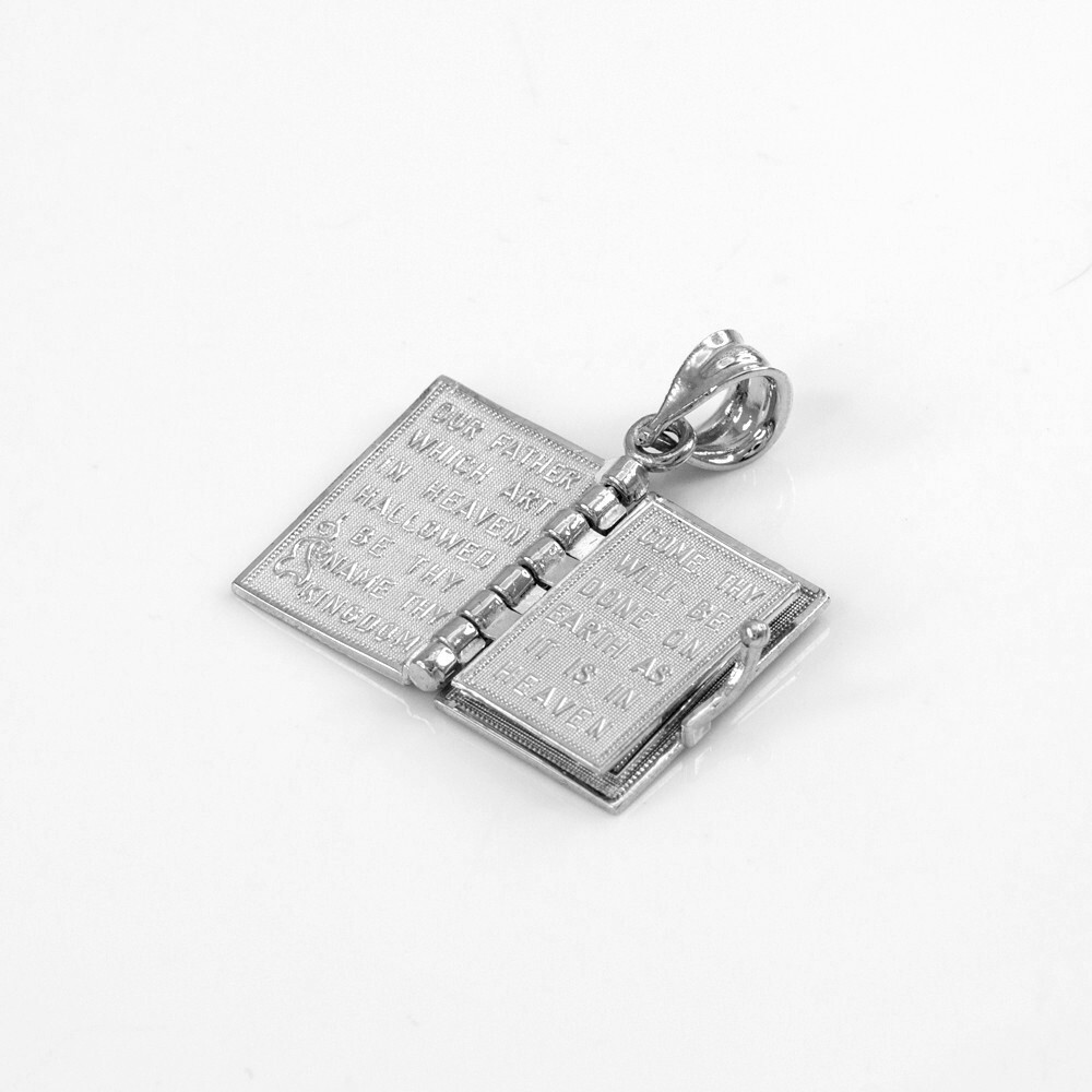 Gold 3D English Bible Pendant Necklace (Available in Yellow/Rose/White Gold)