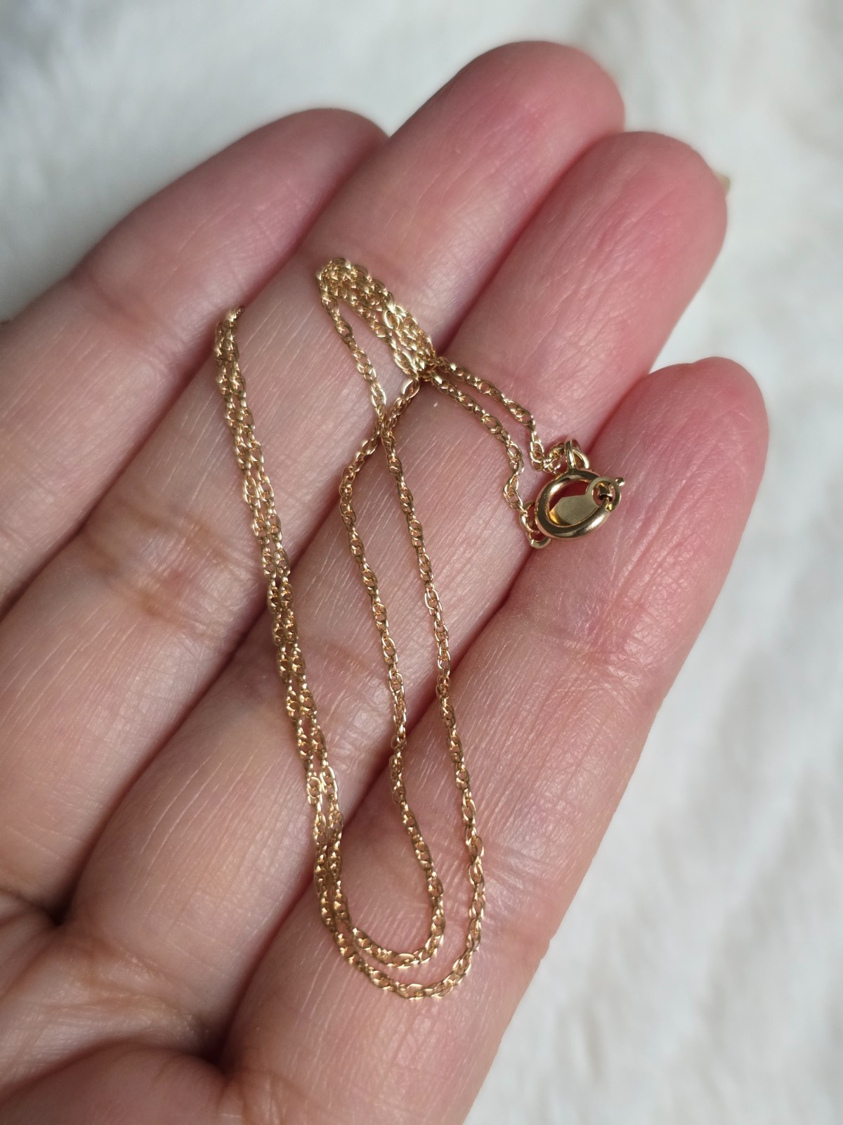 Solid 14k YG 1mm 1gr fine rope link chain