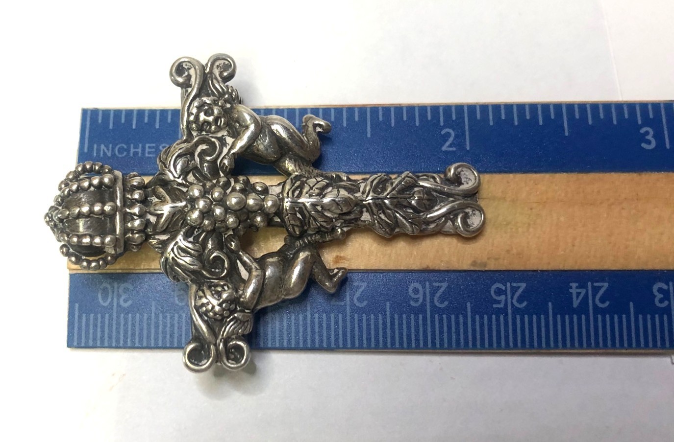 Vintage Andrea Barnett Sterling Silver Cherubim Angel Cross Pendant Necklace