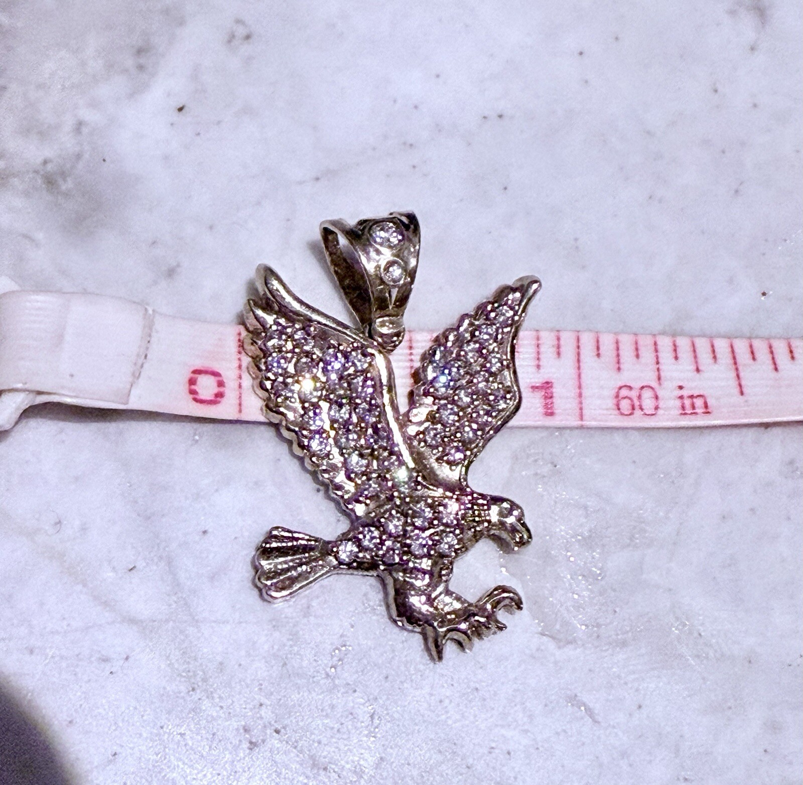 💫10k Solid Yellow Gold Crystal Eagle Falcon Bird Pendant Vintage Roseark💫