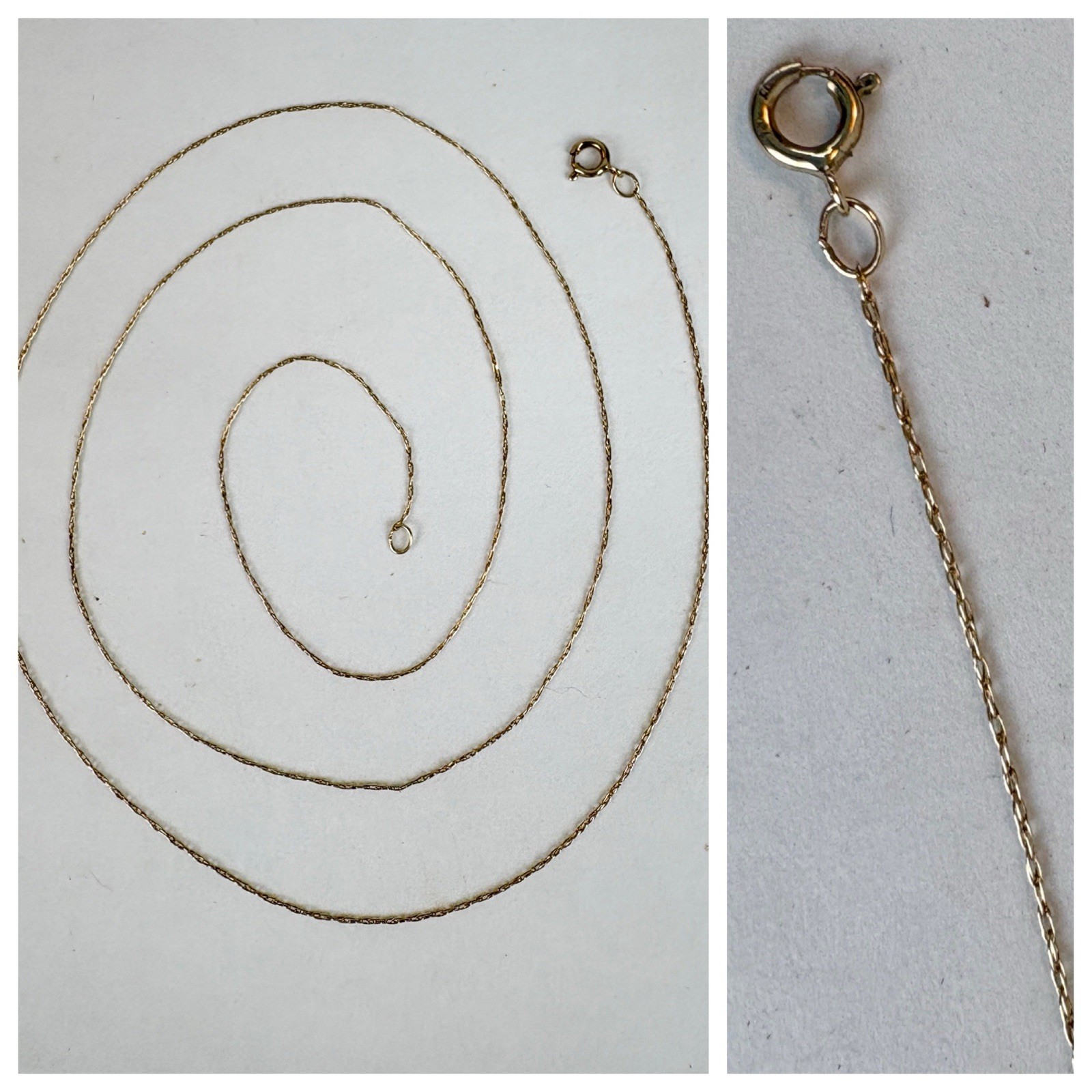 Chain GOLD 20” 10k Vintage Necklace Yellow Dainty Oval Paperclip Chain .4g