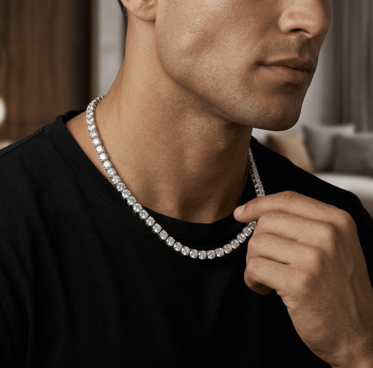 VVS1 Moissanite Tennis Chain .5 CT (5MM) 20 Inch Silver | GRA Certified