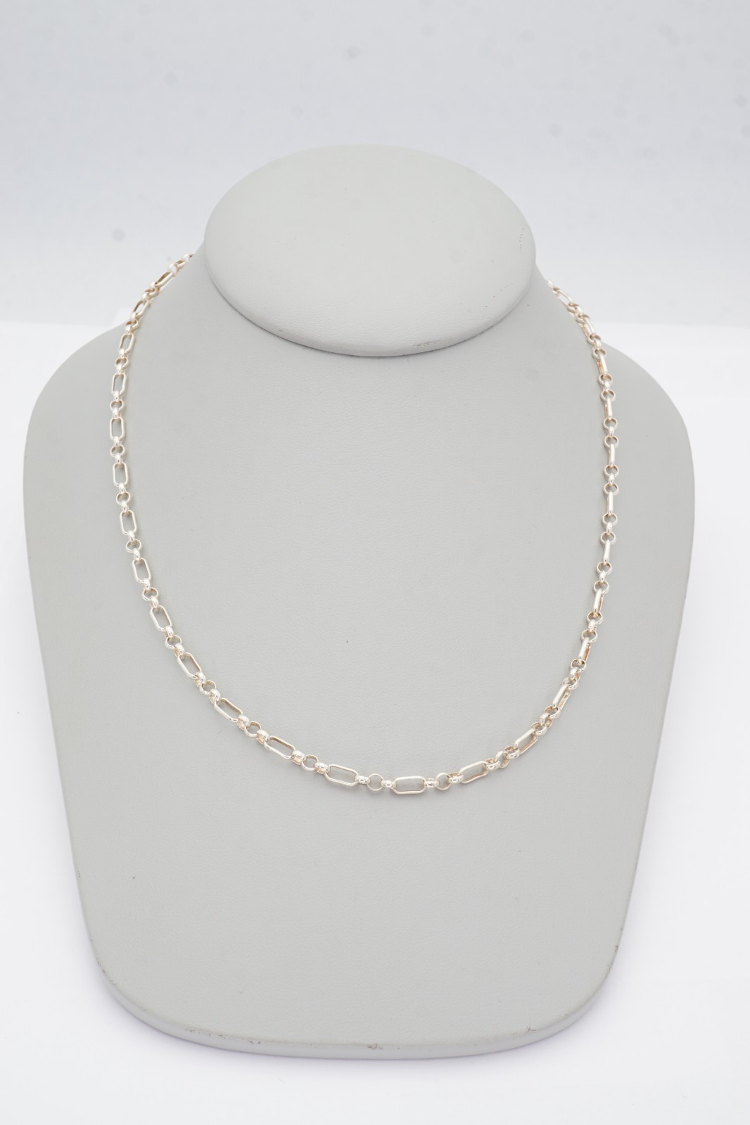 Sterling Silver 925 Oval Link Necklace 18.25″ Italy