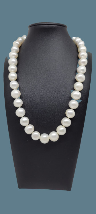 Belle de Mer Opaque Cultured Pearl Strand Necklace 18″ 11-13MM 14K