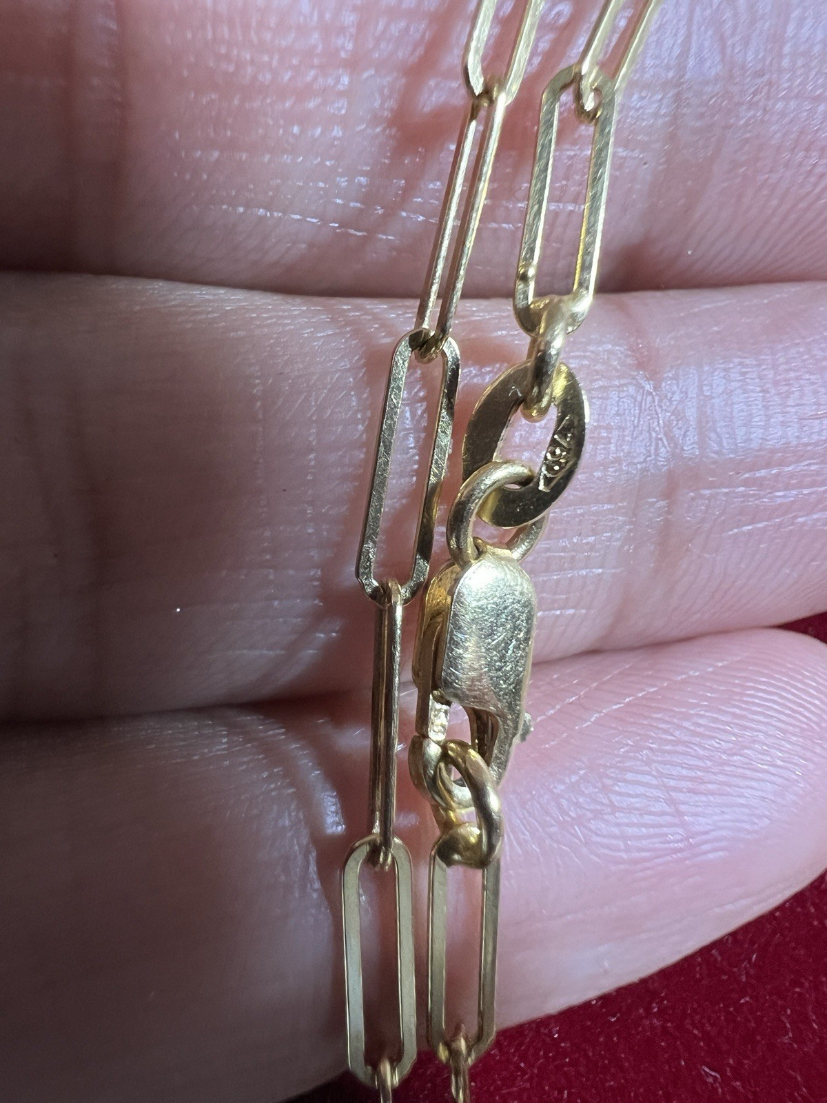 Solid 18k Yellow 18k Gold Paper clip Design Size 20” Long