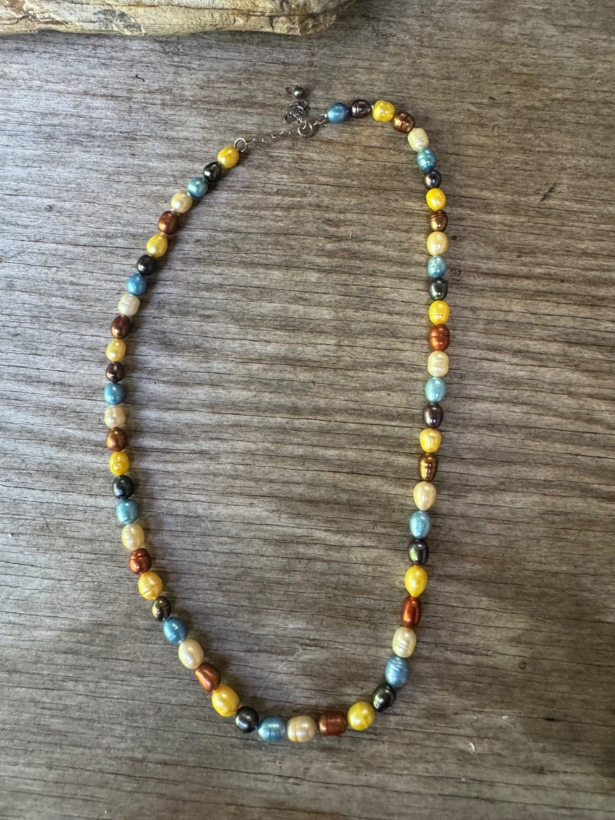 Unbranded Pearl Necklace Unisex 18” Sterling Silver Clasp Dyed Multicolor