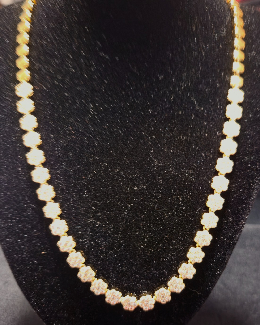 14k Yellow Gold Filled Chain Necklace with Clear stones