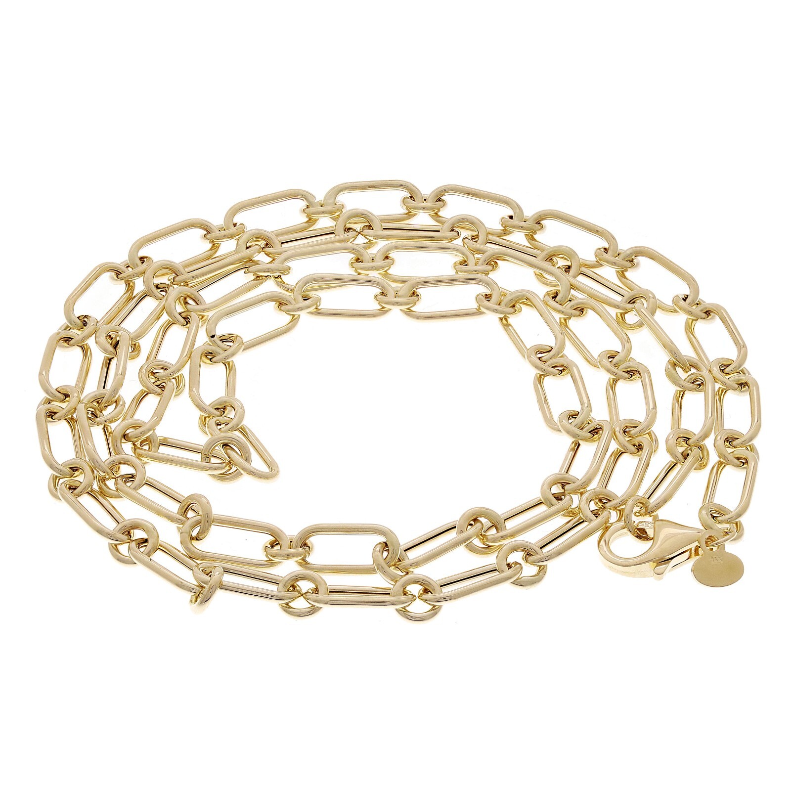 Italian 14k Yellow Gold Hollow Oval Paper Clip Chain Necklace 18″ 4.7mm 6.7 gram