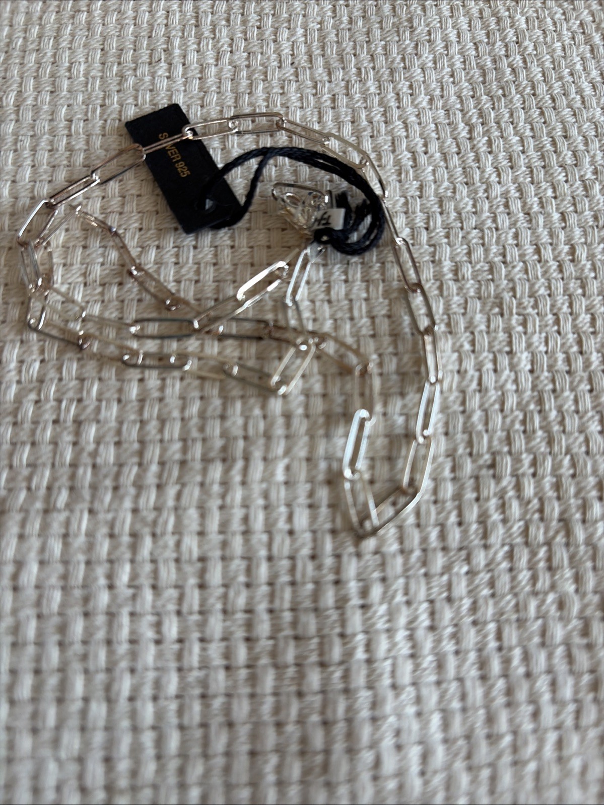 Woman’s Sterling Silver Paper Clip Necklace Measuring 18 Inch Italy
