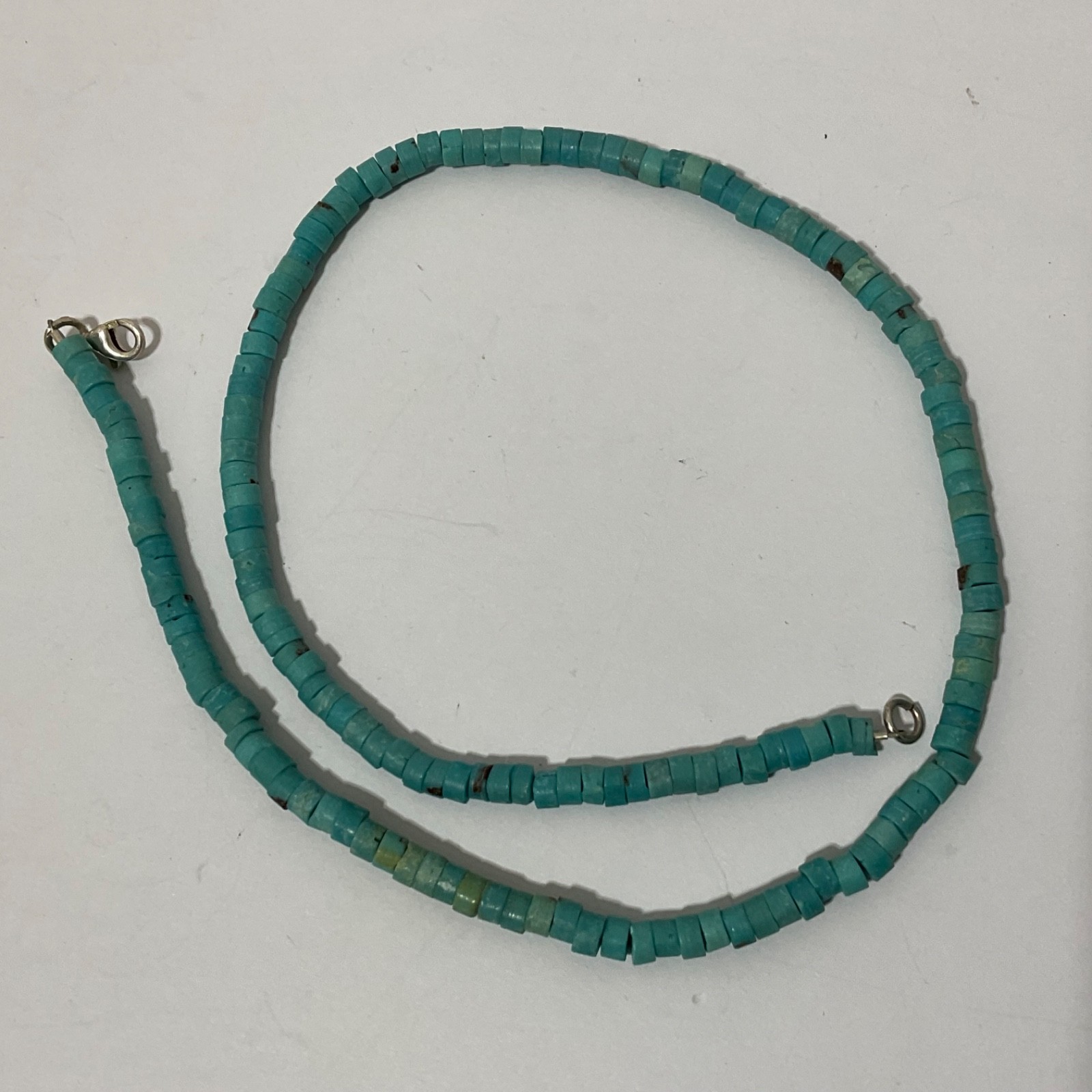 Artisan Turquoise Heishi Bead Collar Necklace Sterling Silver Gift Earrings 925