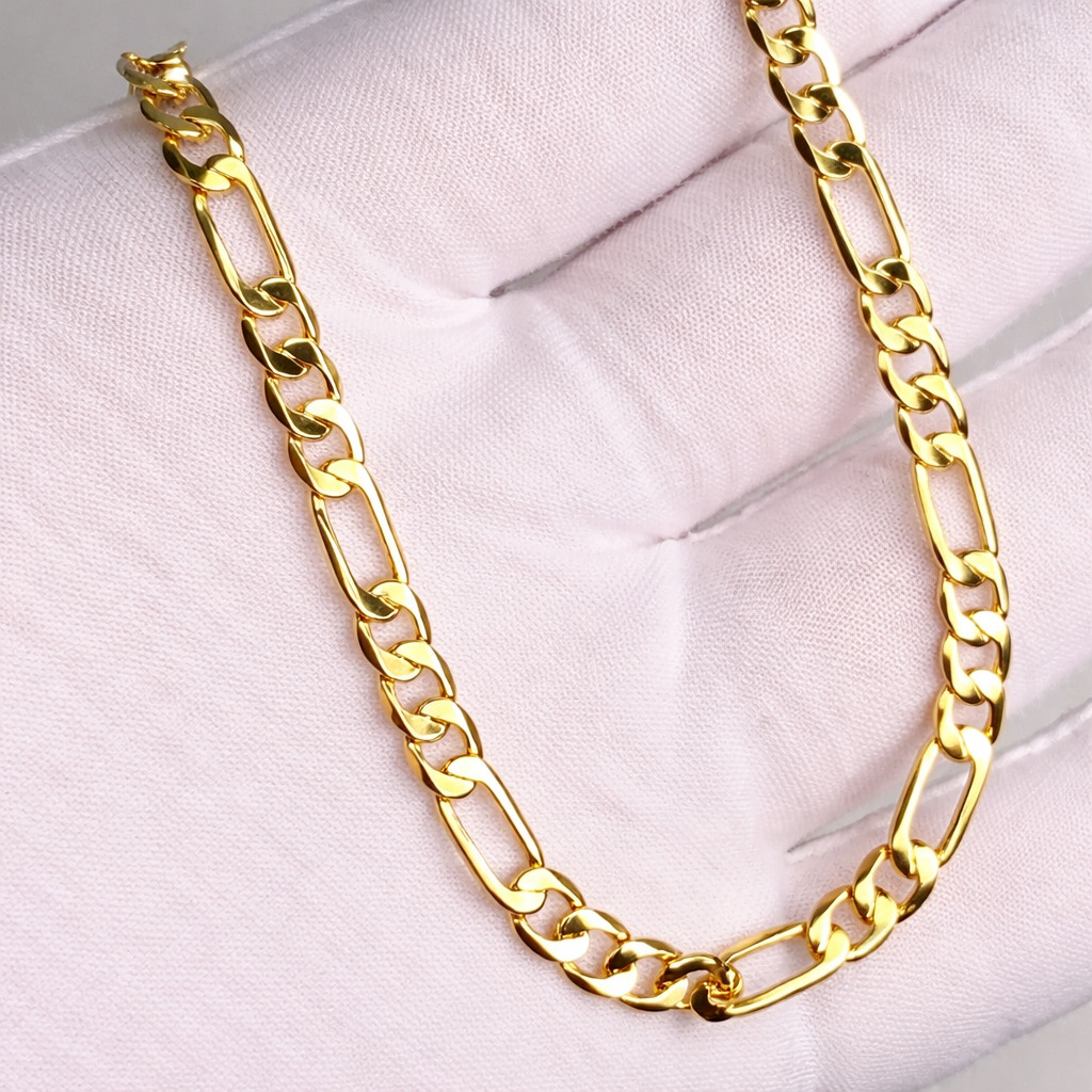 Italian 1/200 14k Yellow Gold Overlay Figaro Link Chain Necklace Cadena