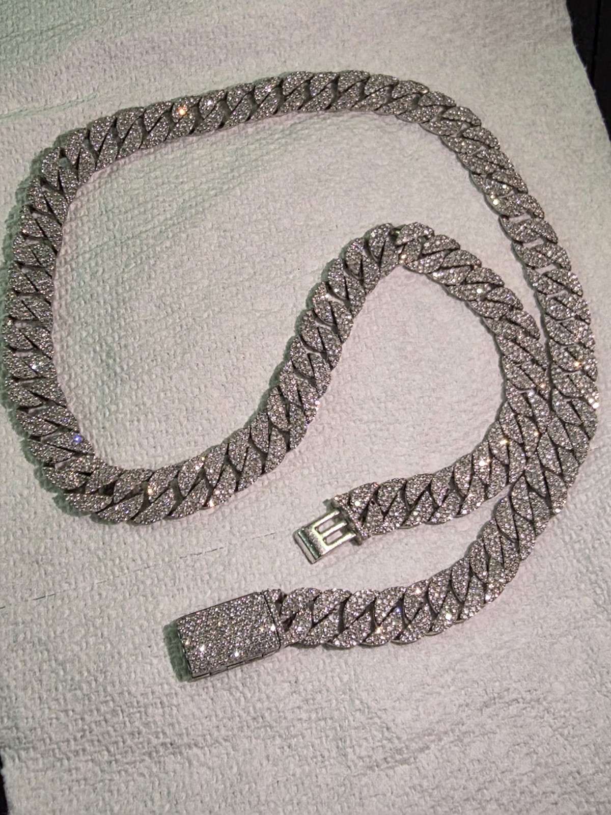 Natural Diamond 14ct,22inch,10mm Silver Unique Miami Cuban Chain Necklace