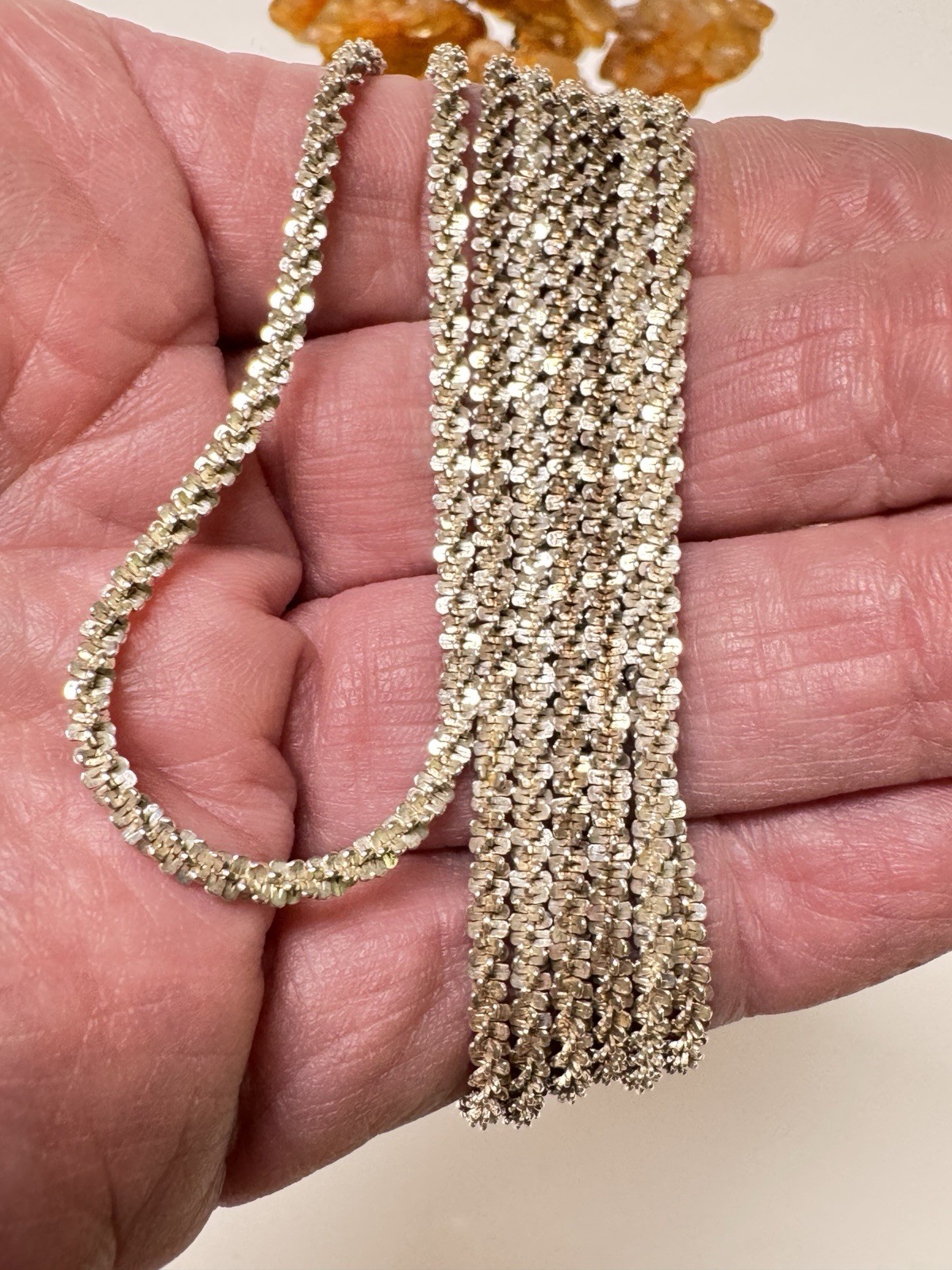 54” Milor Italian Sterling Silver Margarita Sparkle Chain Necklace 21.84gr