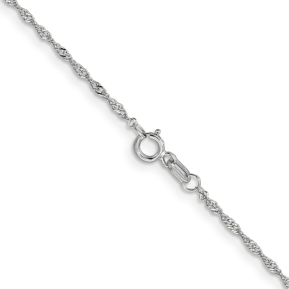 Real 14K White Gold 1mm Singapore with Lobster Clasp Chain; 16 inch;