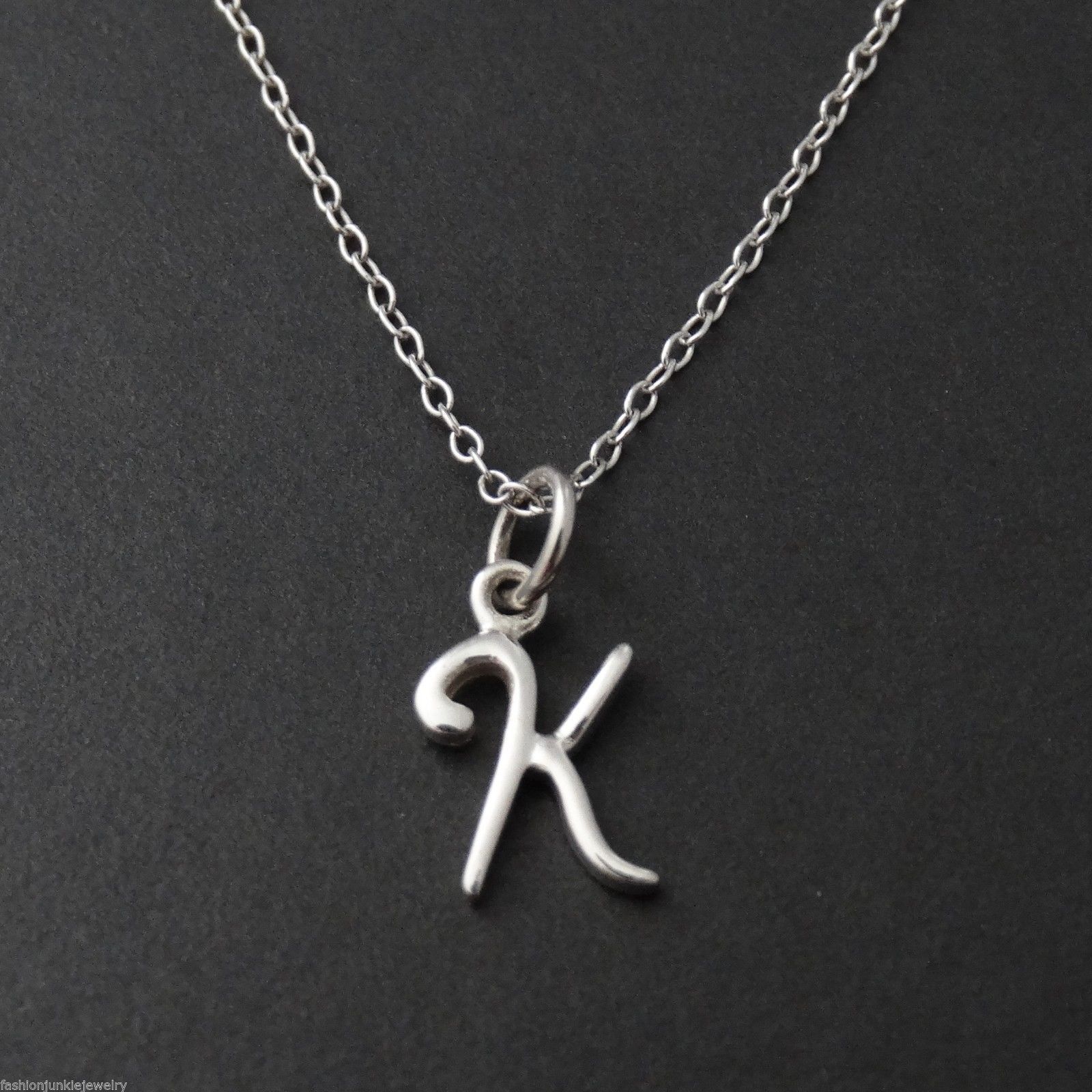 Tiny Letter K Necklace 925 Sterling Silver Name Small Initial K Charm Gift NEW
