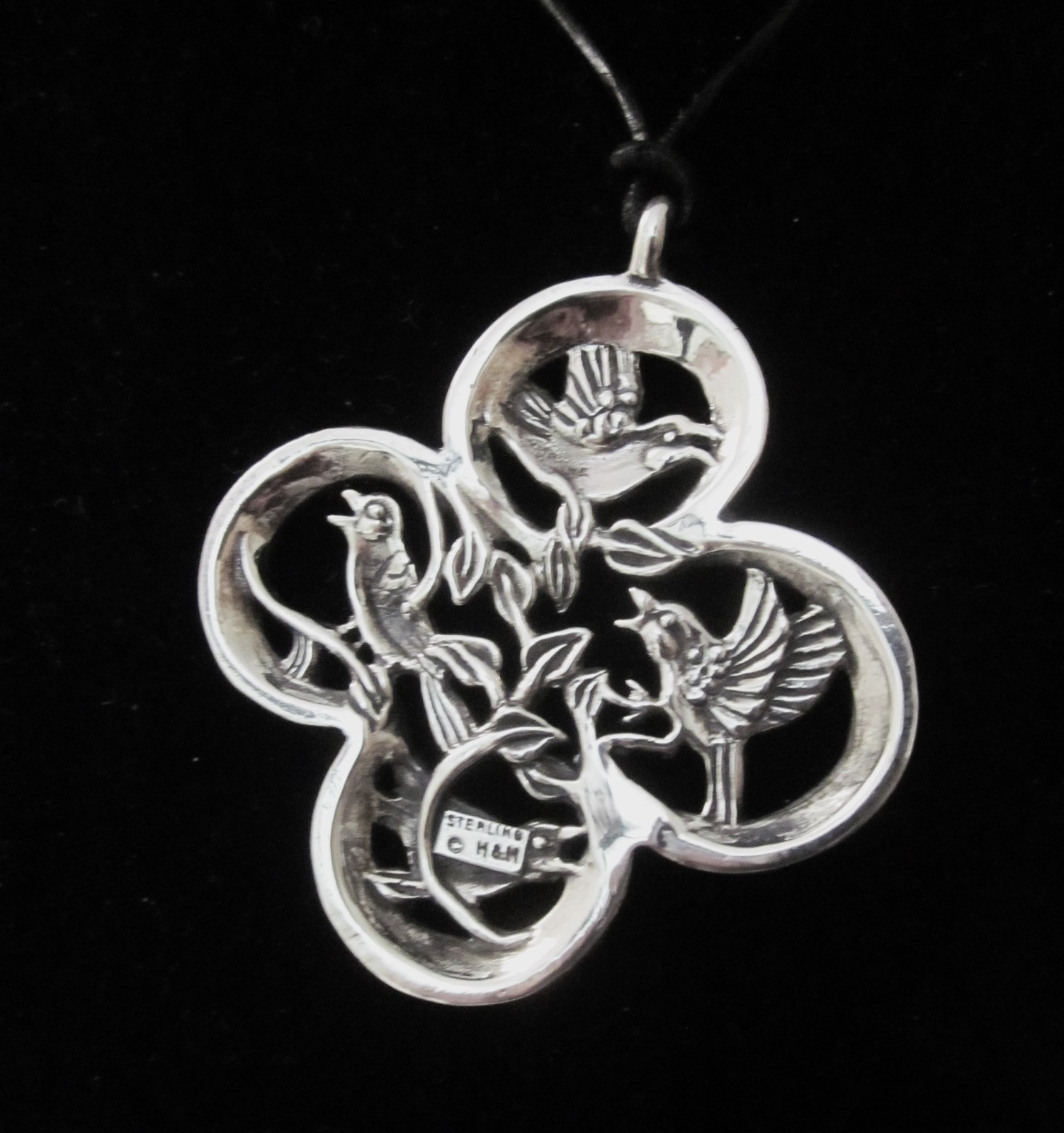 Hand & Hammer Sterling Silver Birds Pendant/Ornament w/Original Box & Brochure