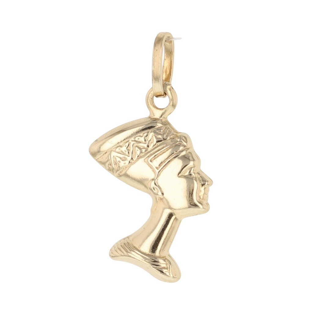 1″ Nefertiti Egyptian Queen Pendant without Chain 14k Yellow Gold 1.29 Grams