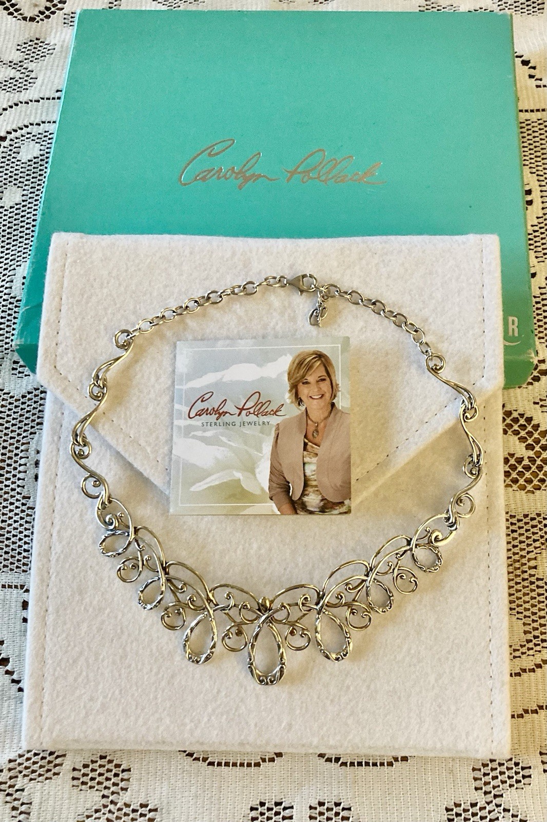 Carolyn Pollack CORONATION NECKLACE Sterling Silver w/Brass Accent IN BOX Scroll