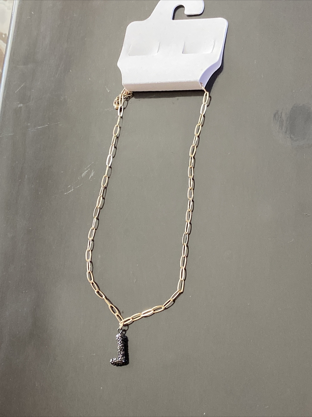 PANACEA 14K Gold Plated Paper Clip Chain Luxe Initial Necklace Letter L