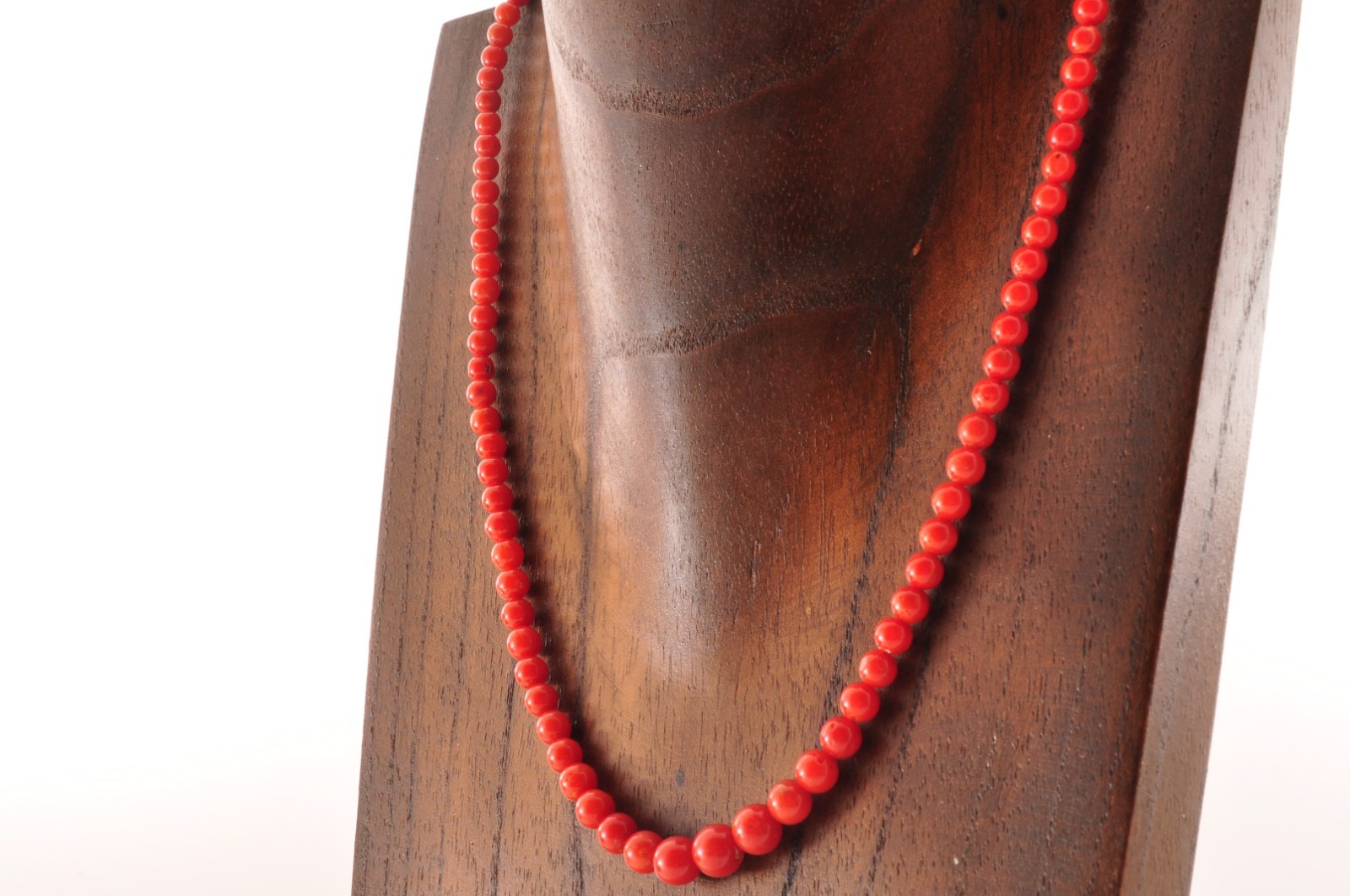 925 silver clasp, red coral undyed Rosary-style necklace (67.5ct) Certification.