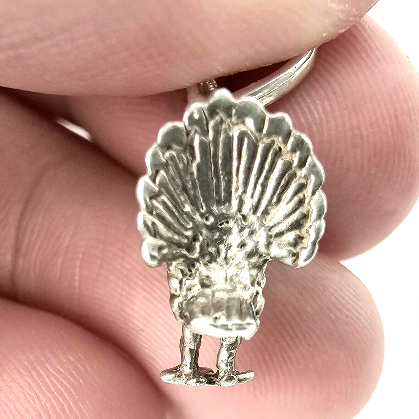 925 Solid Sterling Silver 3D Male Strutting Turkey Pendant, Exquisite 3D Detail