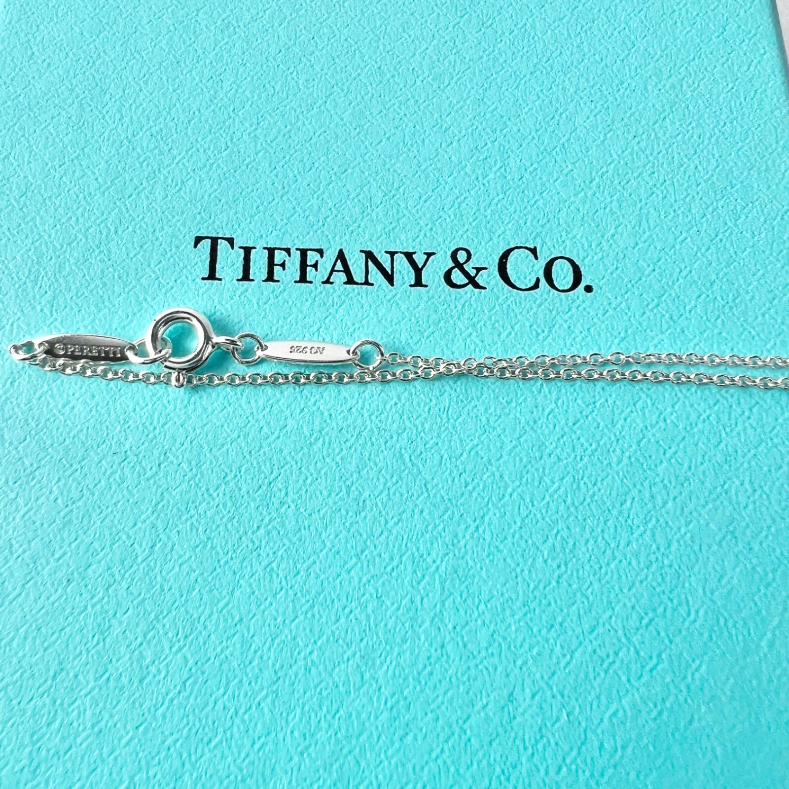 TIFFANY & Co Elsa Peretti Double Open Heart Silver Small Rose Gold Mini Necklace
