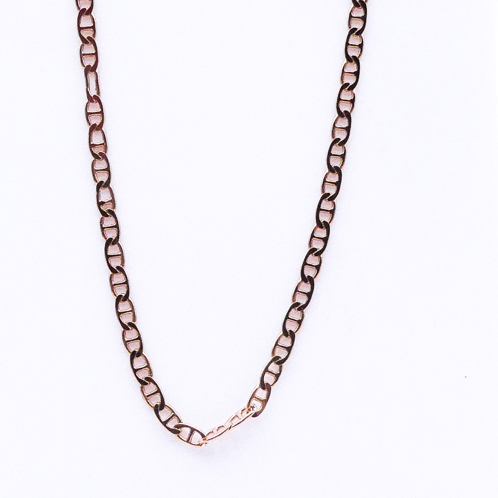 Rose Gold Over Sterling Silver Mariner Chain 22″ Mens Womens Necklace