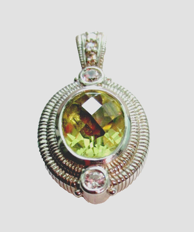 Judith Ripka Sterling Silver Lemon Citrine and Diamonique CZ Pendant Enhancer