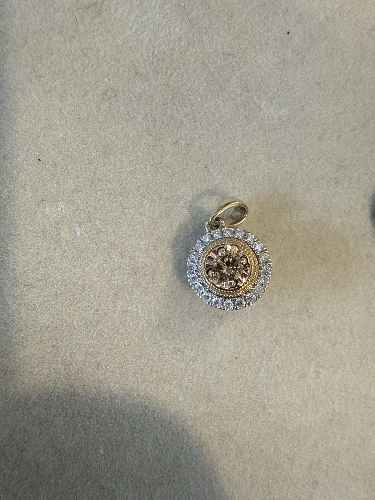 14K Gold Diamond Halo Pendant 0.40 CTW Round Cluster Estate Vintage Style