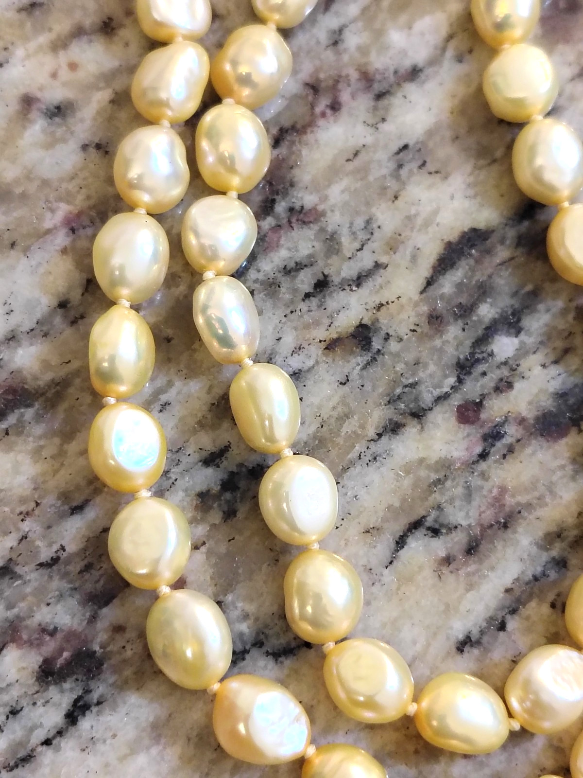 Honora Champagne gold freshwater pearl necklace 925 sterling silver clasp 22″ L.