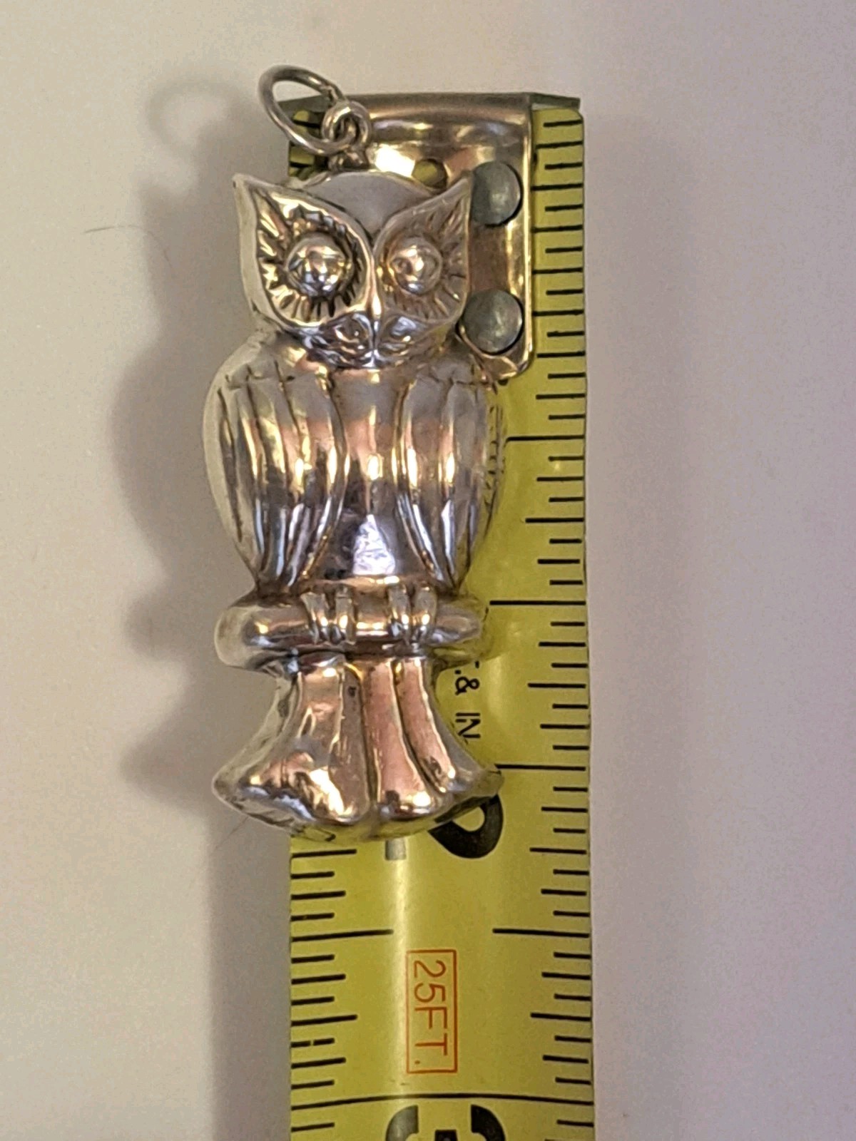 Vintage Estate 925 Sterling Silver Owl Pendant Goodluck Piece 9.27 Grams 2.25″