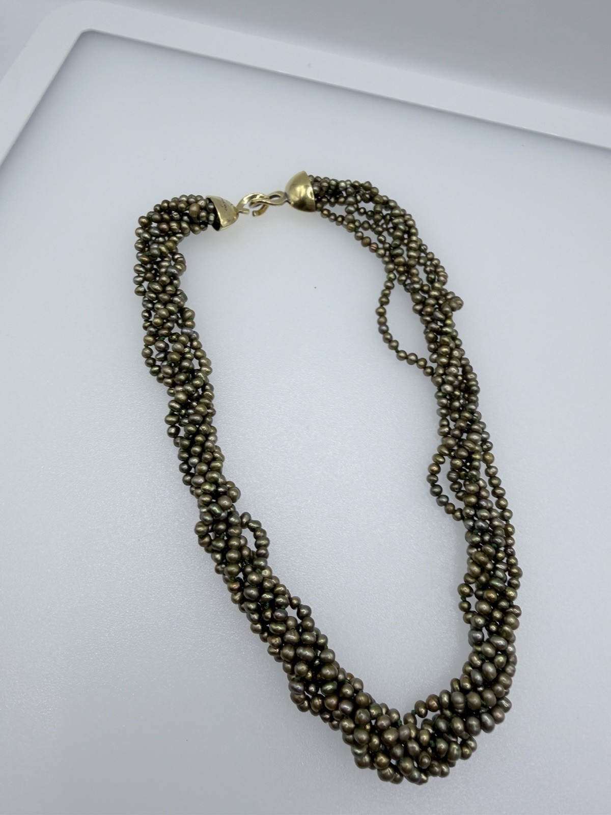 Sterling Silver Thailand Multi Strand Freshwater Peacock Pearl Necklace 42.45g