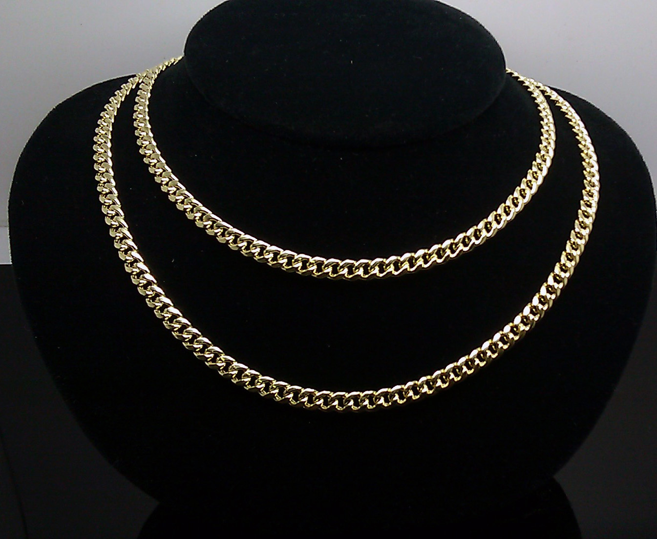 Real 10K Gold Chain Men women Miami Cuban Link Necklace 28″ 5mm lobster STRONG