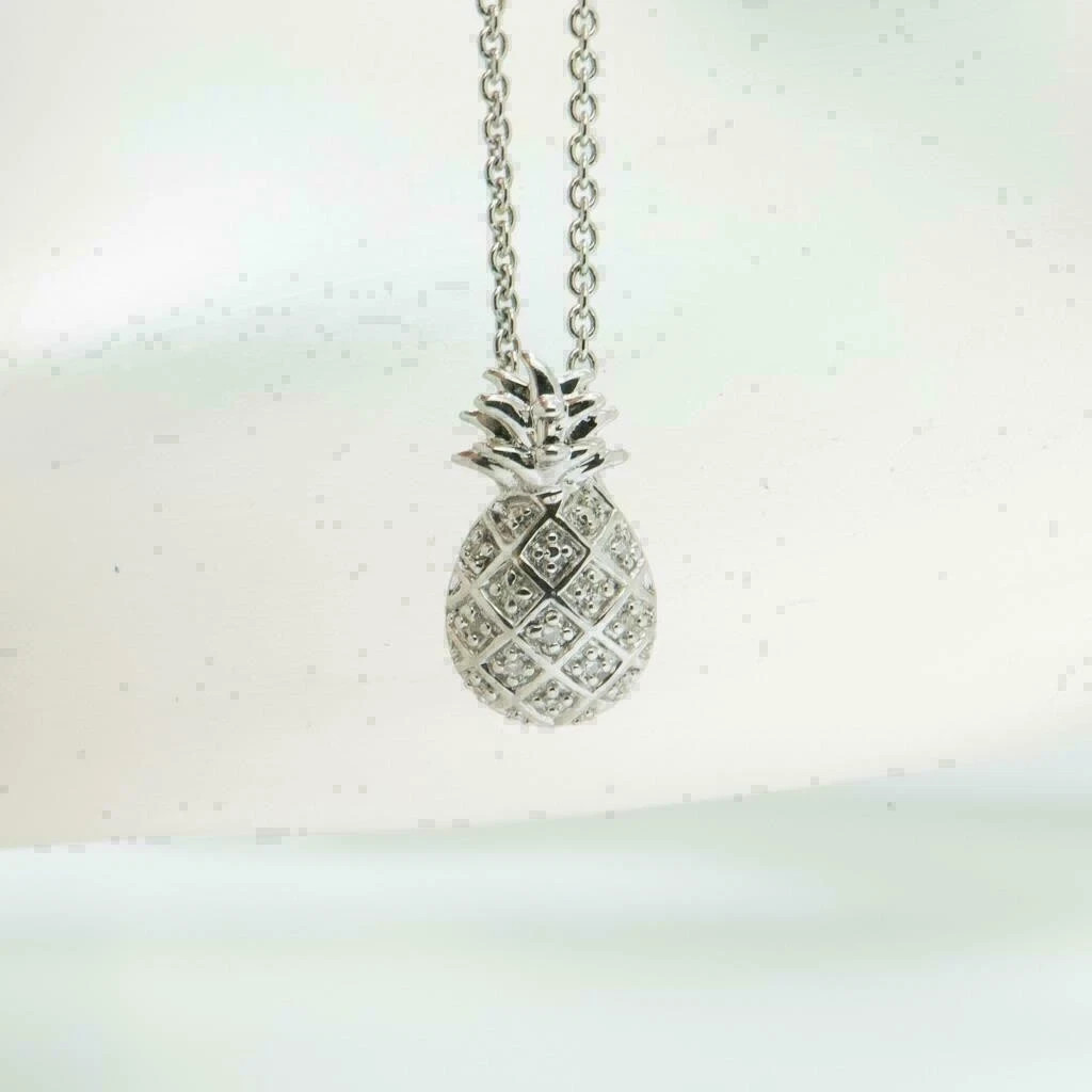 3.20Ct Round Cut VVS1 Diamond Pineapple Pendant 14K White Gold Finish Free Chain