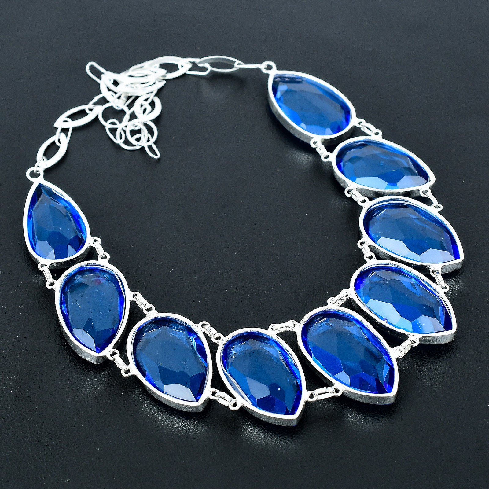 Faceted Tanzanite Quartz Handmade 925 Sterling Silver Jewelry Necklace 18″ P992