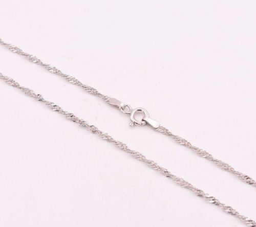 Singapore Twisted Sparkle Chain Necklace Rhodium Real Sterling Silver 925