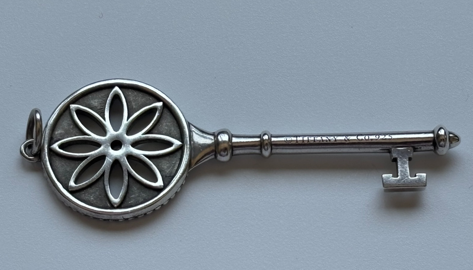 Tiffany & Co. Sterling Silver 925 Floral Daisy Key Diamond Pendant