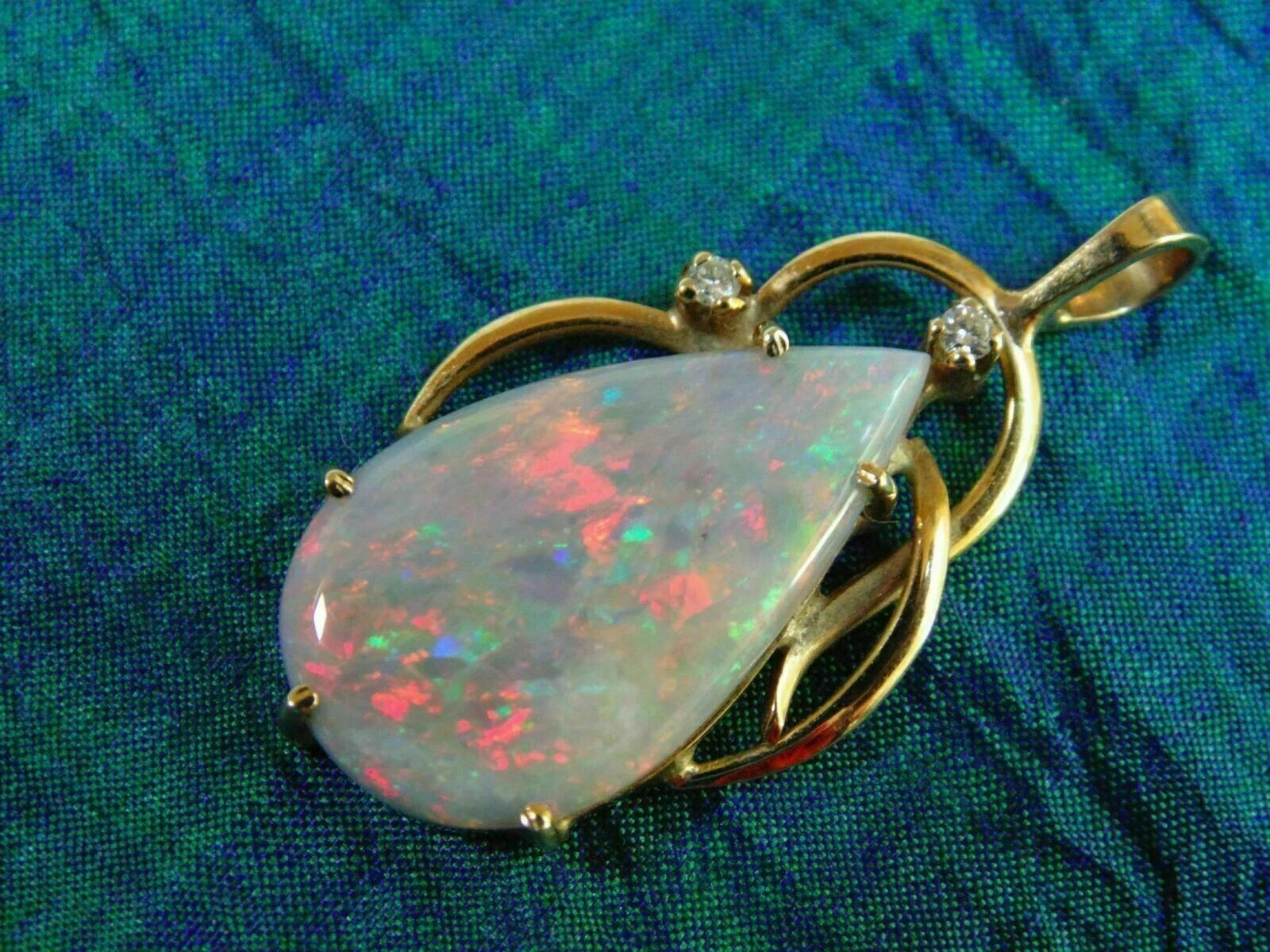 Fire Opal 4Ct Pear Teardrop 14K Yellow Gold Plated Without Chain Pendant