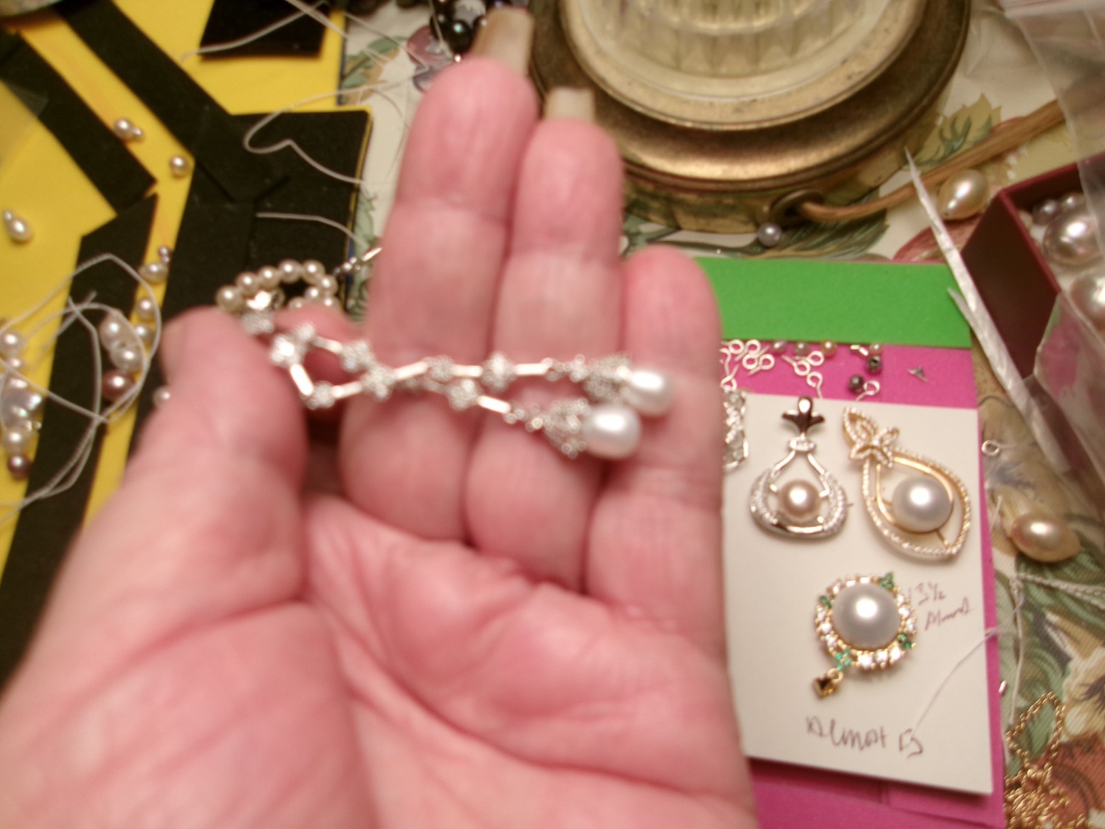 PEARL LONG EARRINGS STUNNING GLASS WORK