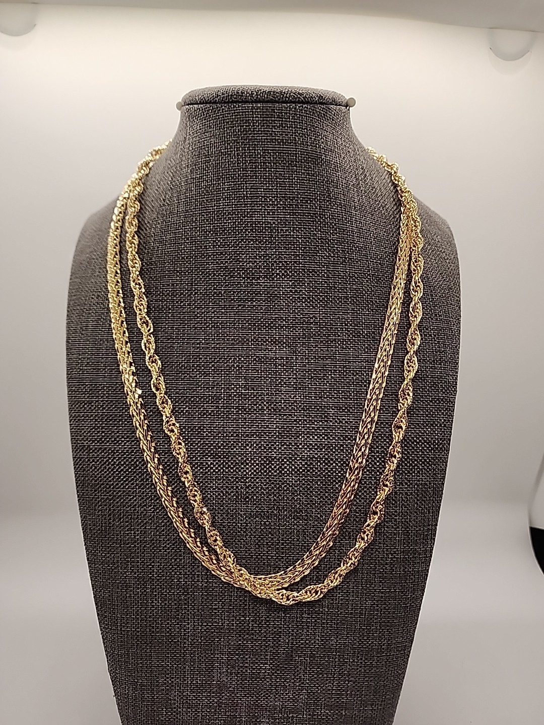18K Yellow Gold Over Sterling Silver 5mm Set of 2 Singapore & Wheat 20″ Chains