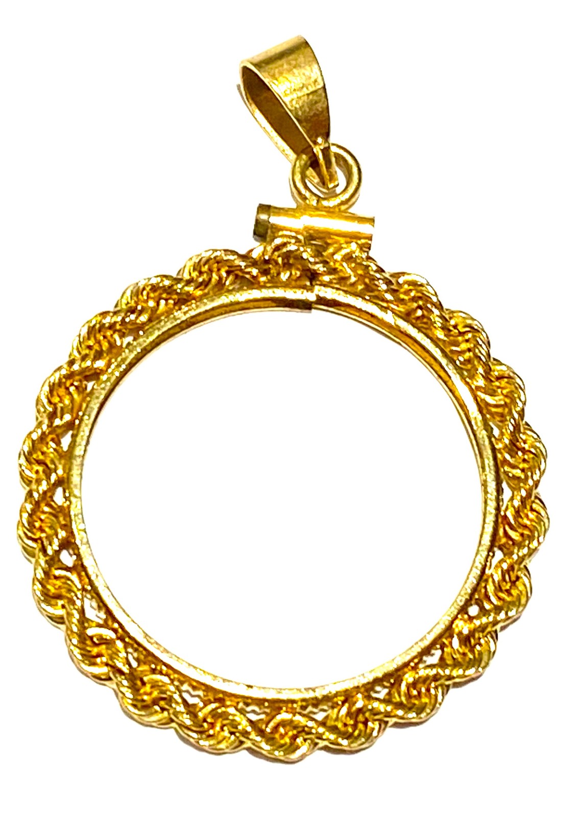 14k Rope 1/4 oz Gold Eagle SCREW TOP Coin Bezel A24