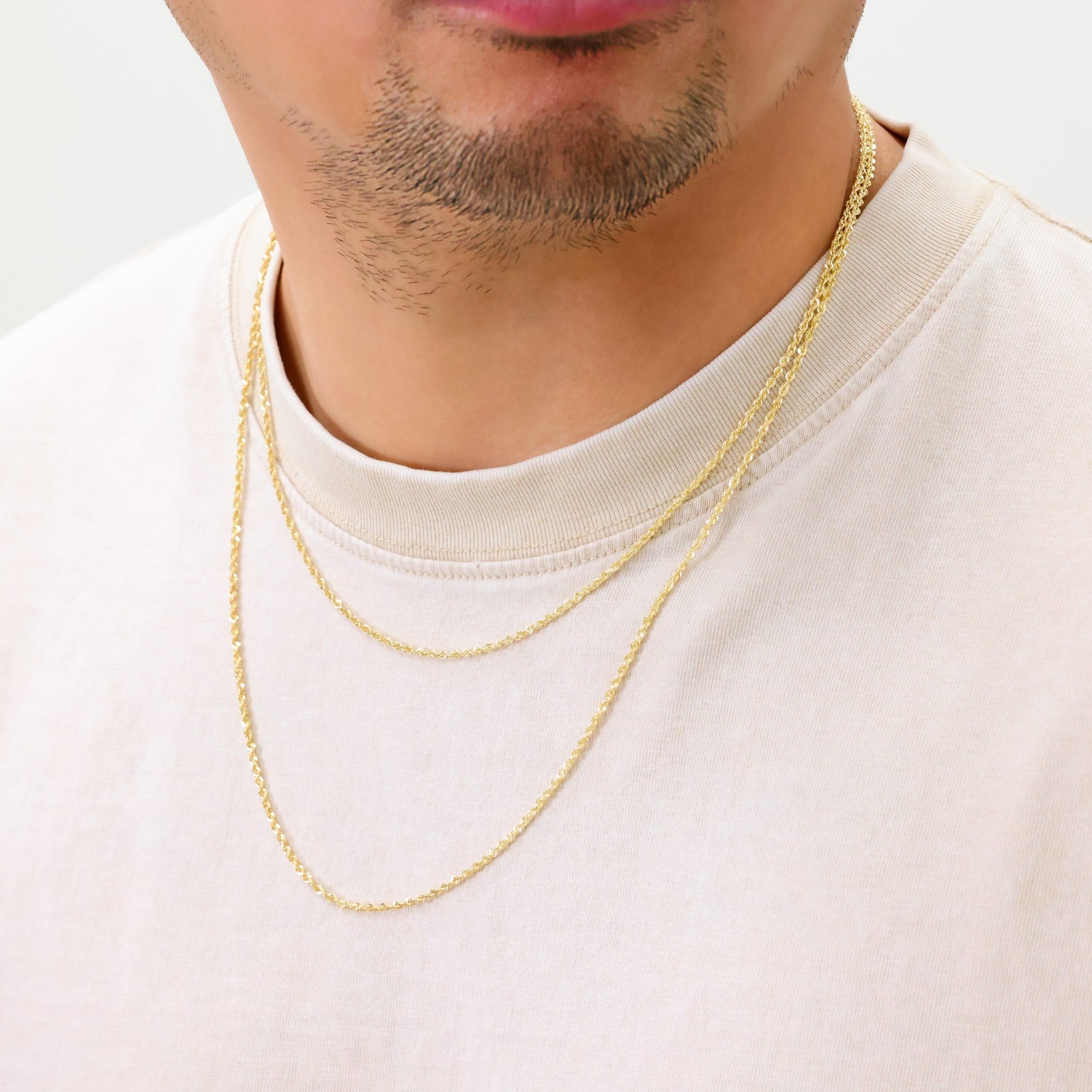 10K Yellow Gold 2mm Rope Chain Laser Diamond Cut Necklace Mens Womens 16″- 30″