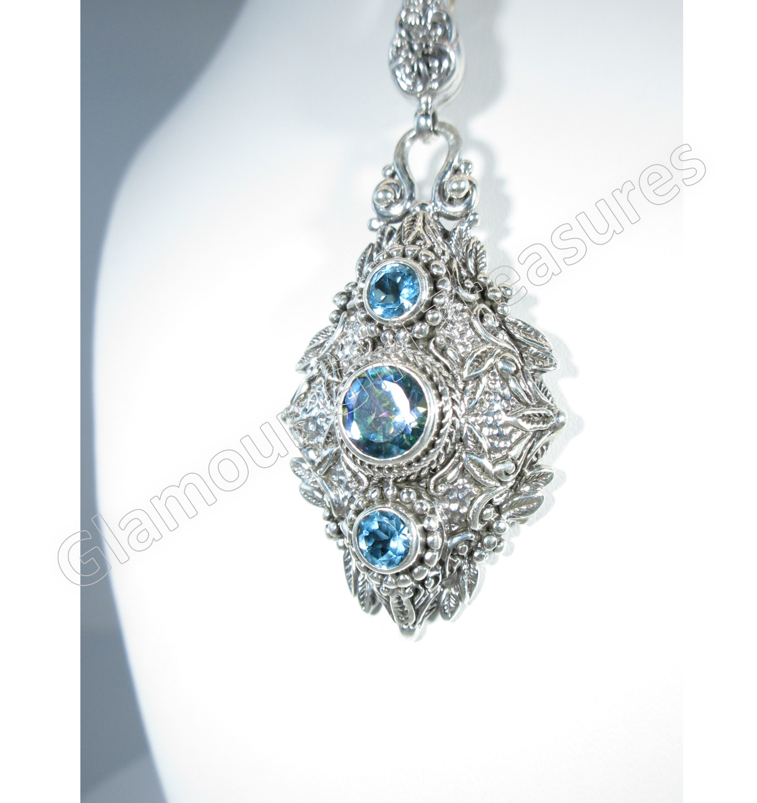 Sarda Sterling Silver & Unicorn Dreams Mystic Topaz & Swiss Blue Topaz Pendant