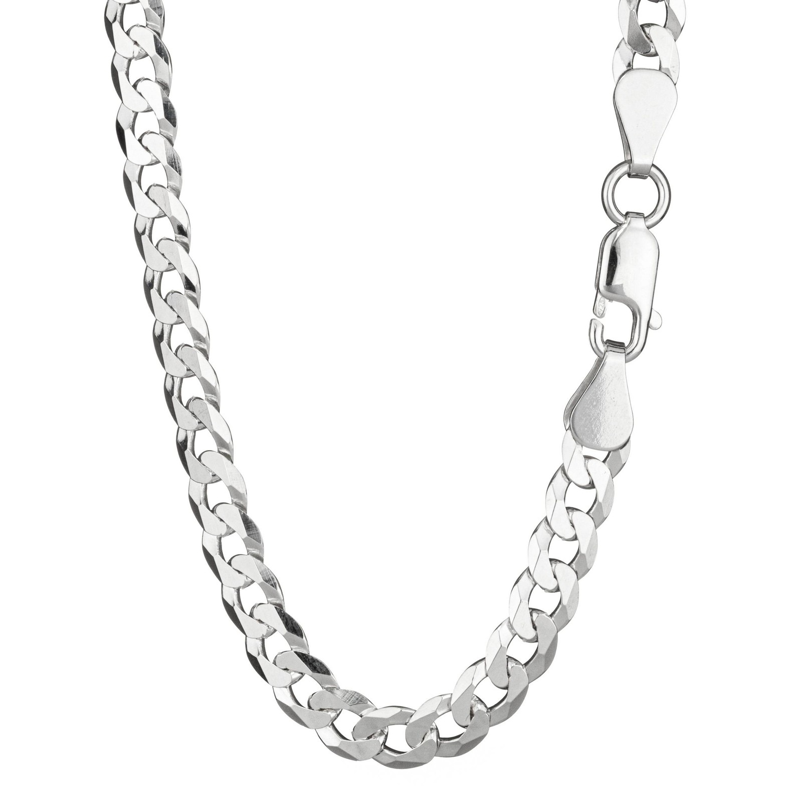 Necklace 70cm curb chain twisted diamond plated 925 silver chain 5.1mm wide 8169