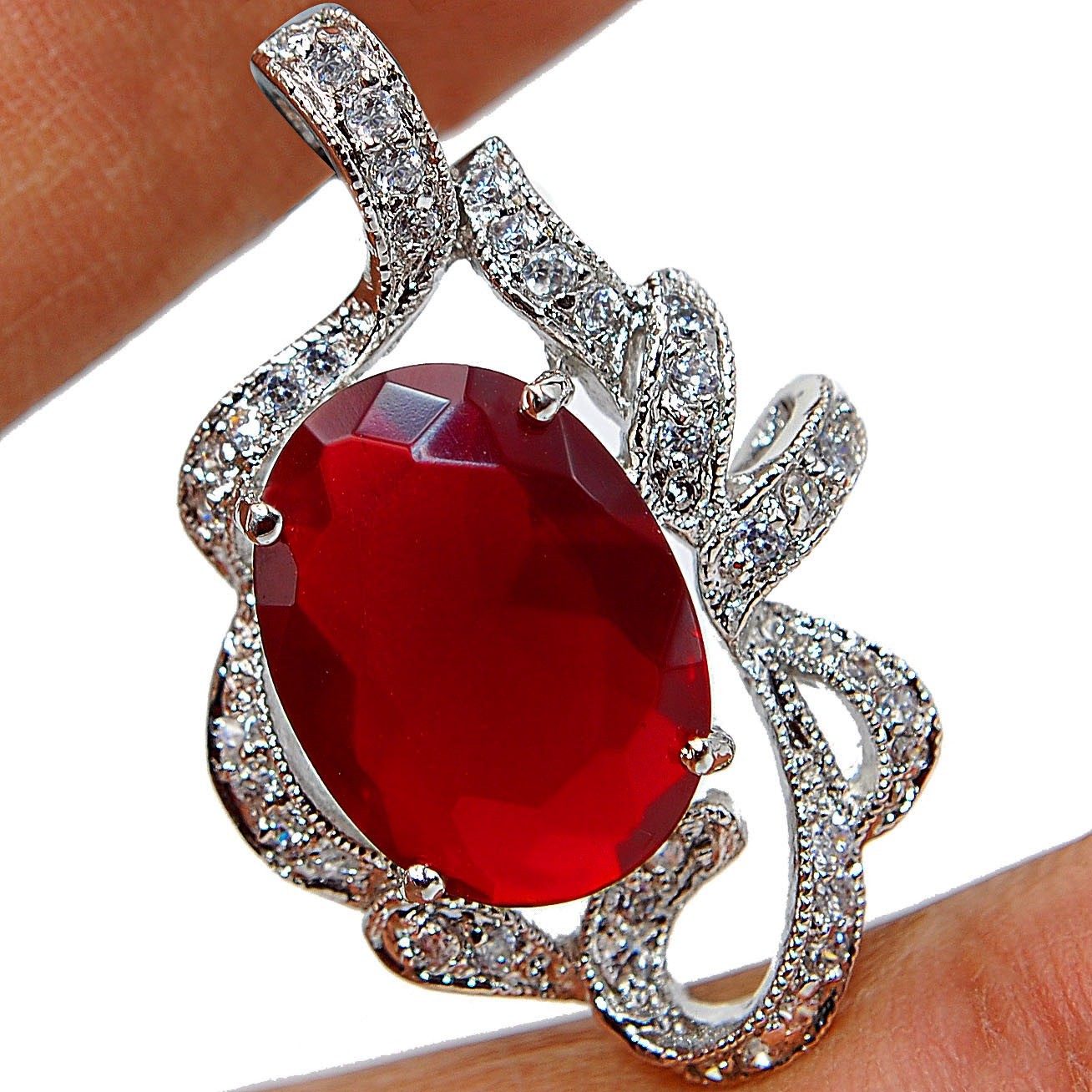 10CT Fire Garnet 925 Sterling Silver Pendant Jewelry CP3-5