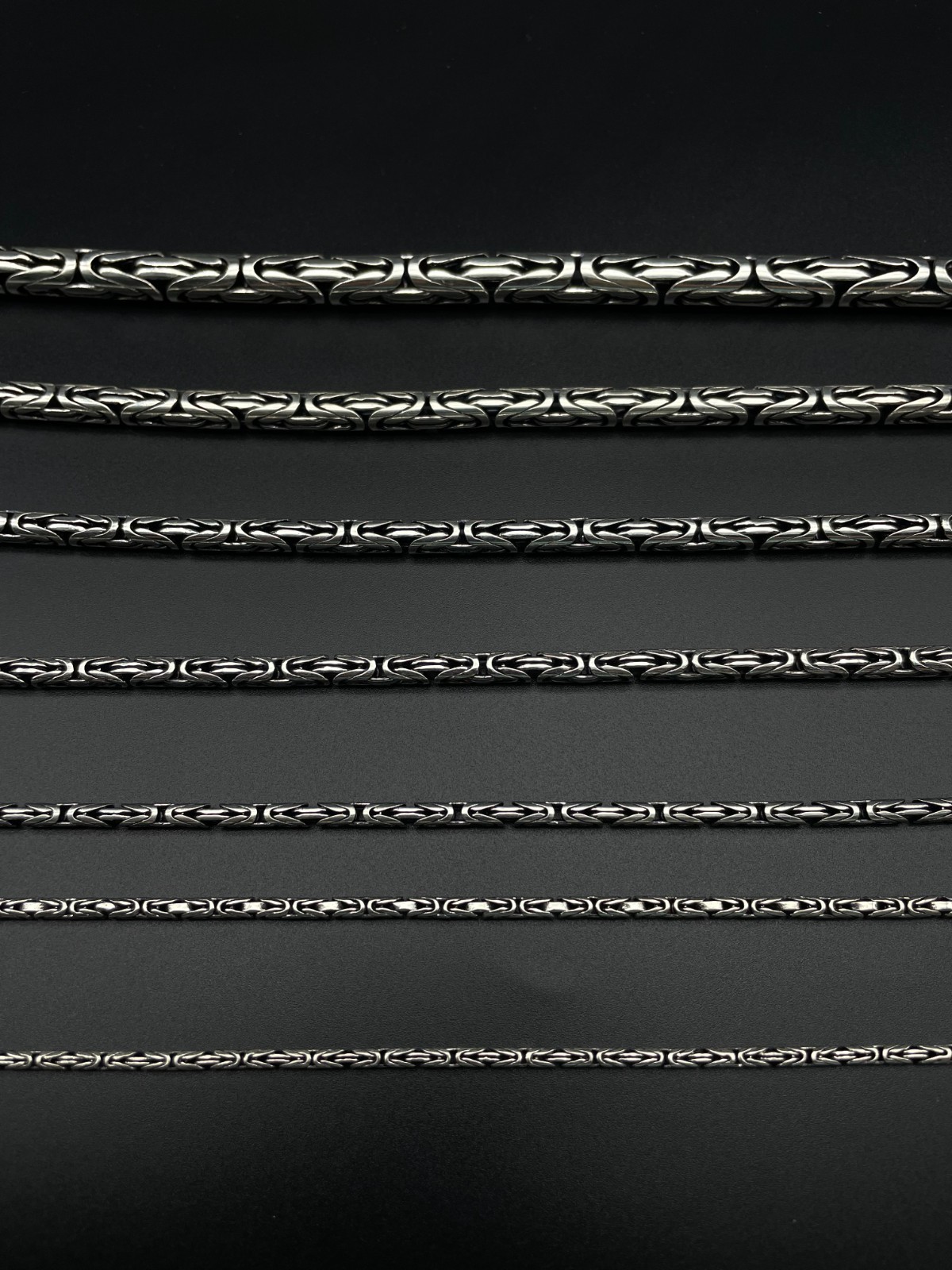 925 Sterling Silver King Byzantine Solid Oxidized Round Chain Necklace, Gift Men