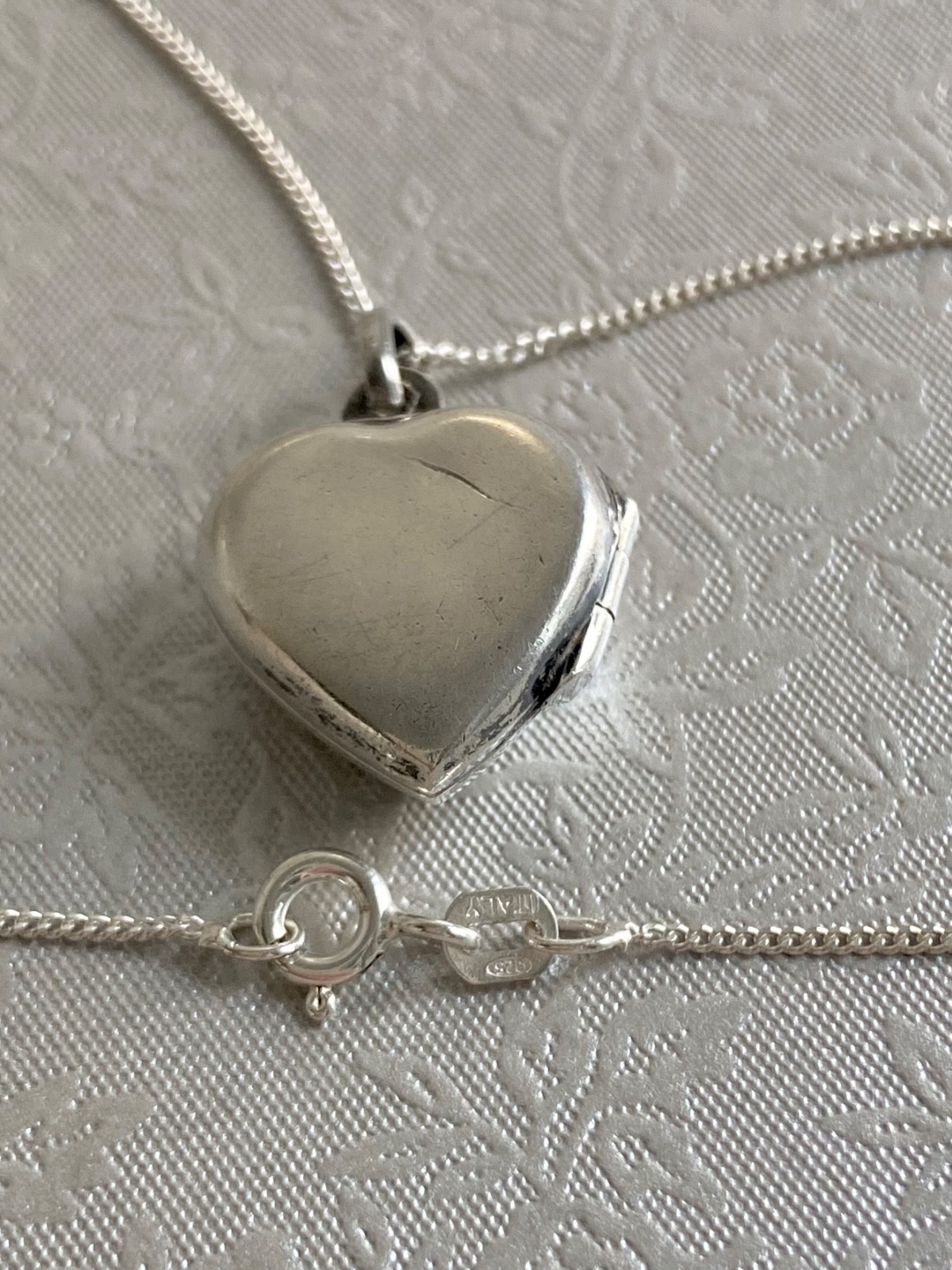 Small Sterling Silver Heart Shaped Photo Locket – Black Enamel & Fine 925 Chain