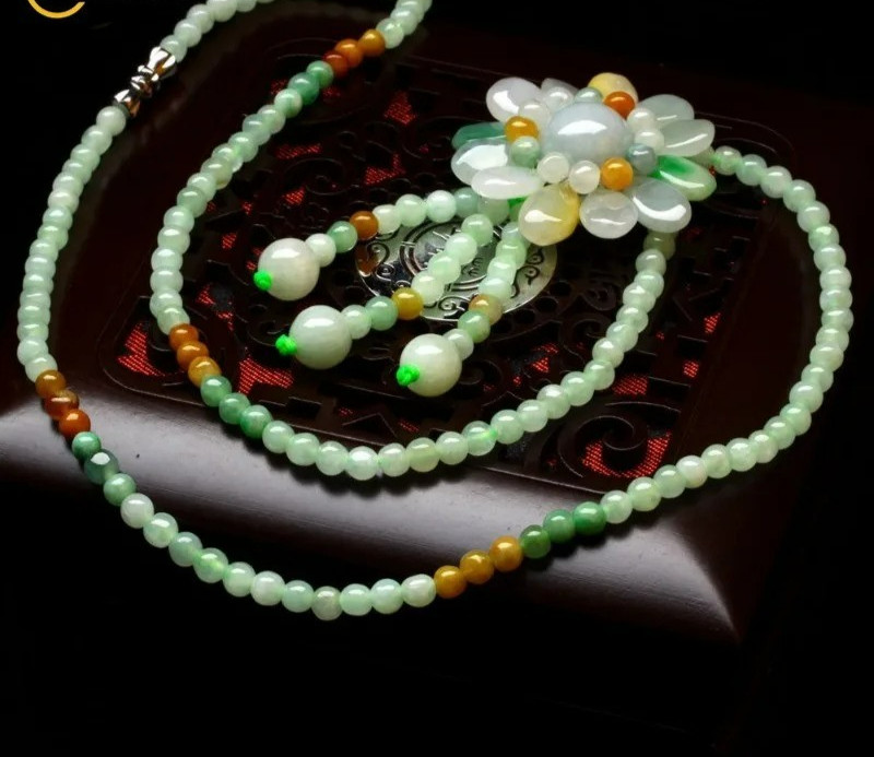 Multicolor Beaded Blossom Necklace • Hand-Carved Flower Pendant • Boho Chic Gift